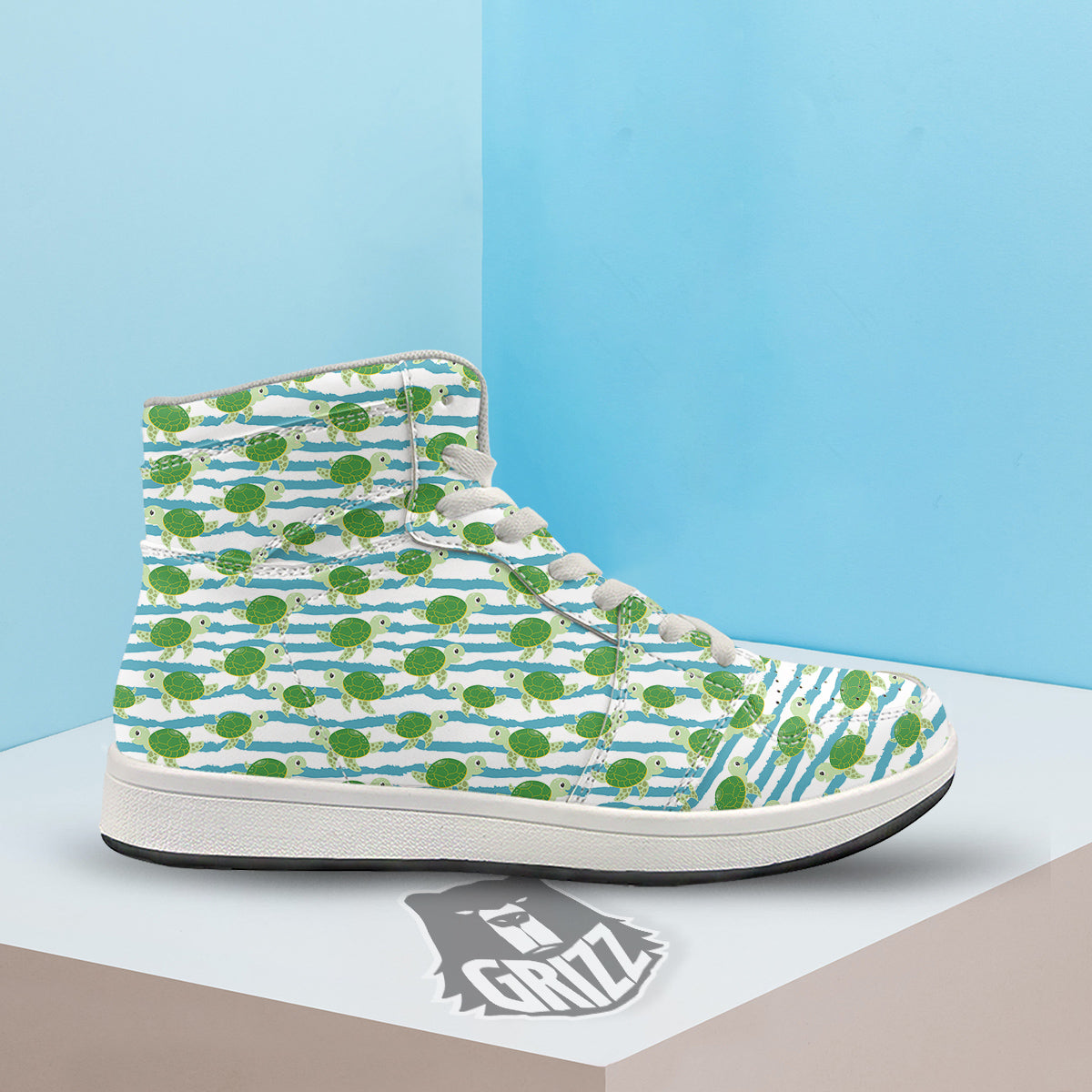 Turtle Cute Sea Print Pattern High Top Sneakers-grizzshop