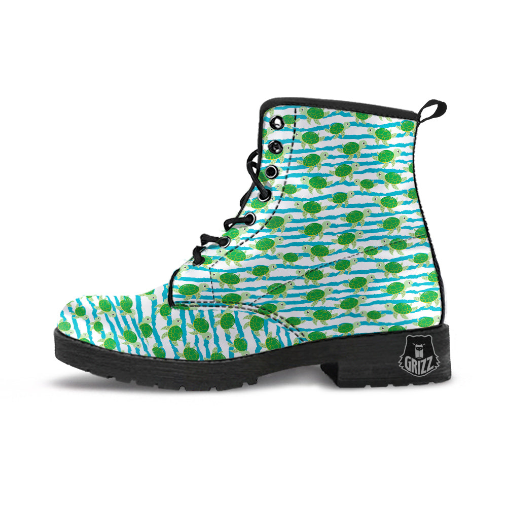 Turtle Cute Sea Print Pattern Leather Boots-grizzshop