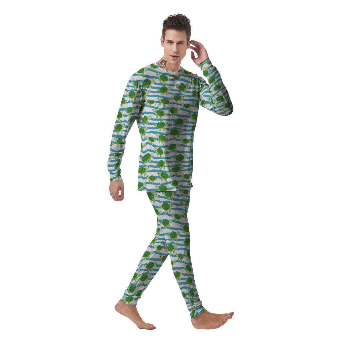 Turtle Cute Sea Print Pattern Men's Pajamas-grizzshop