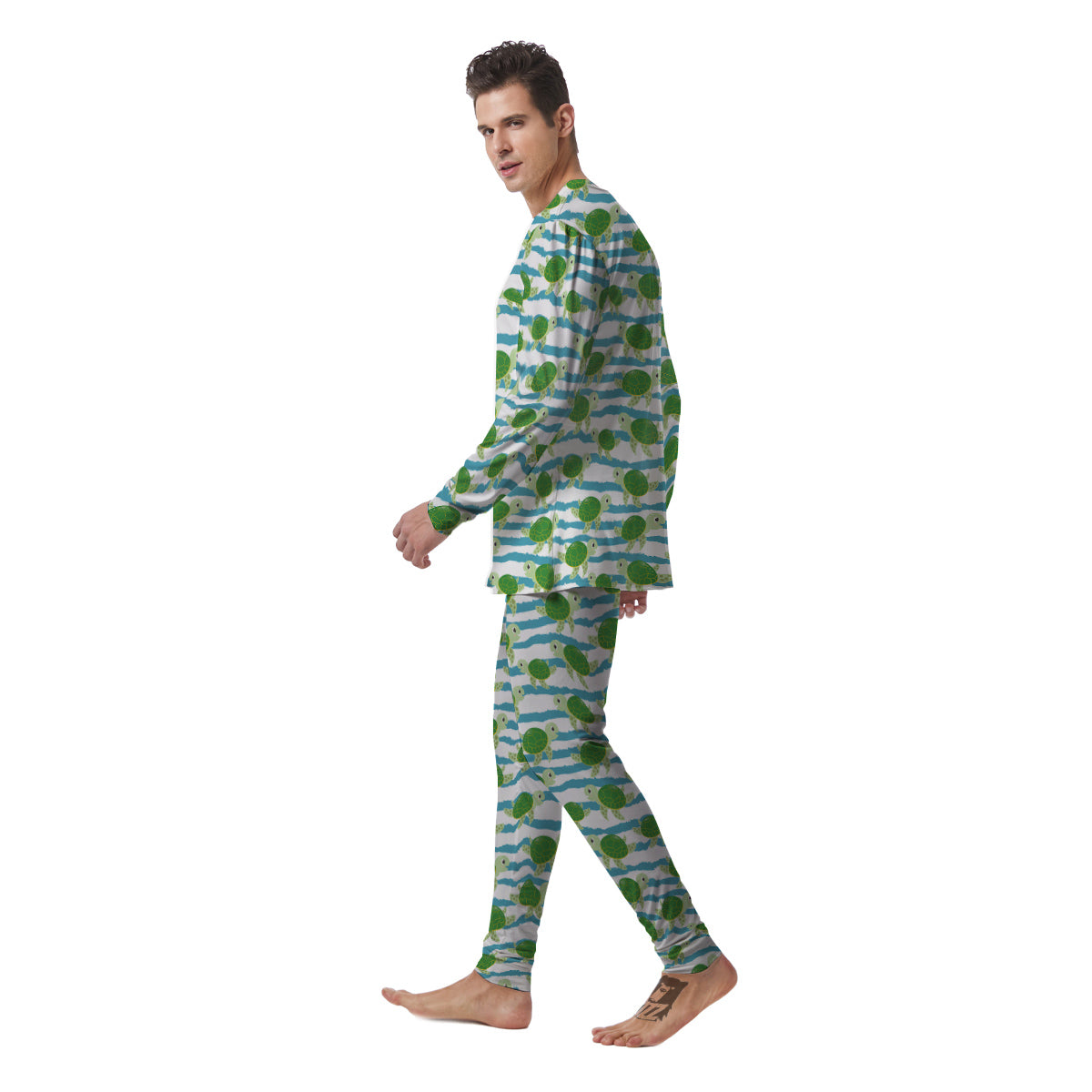 Turtle Cute Sea Print Pattern Men's Pajamas-grizzshop