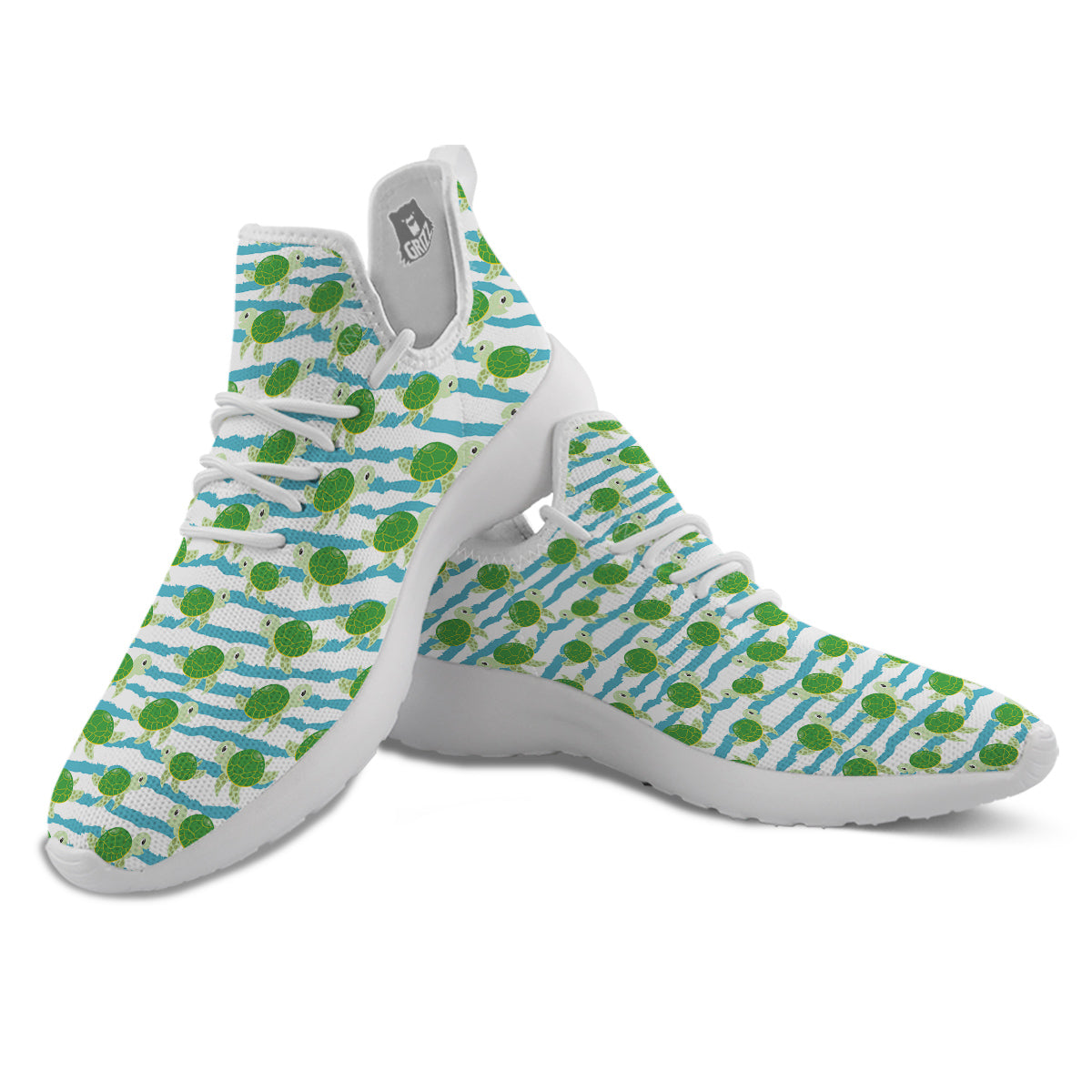 Turtle Cute Sea Print Pattern White Athletic Shoes-grizzshop