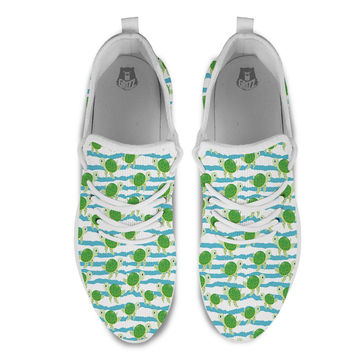 Turtle Cute Sea Print Pattern White Athletic Shoes-grizzshop