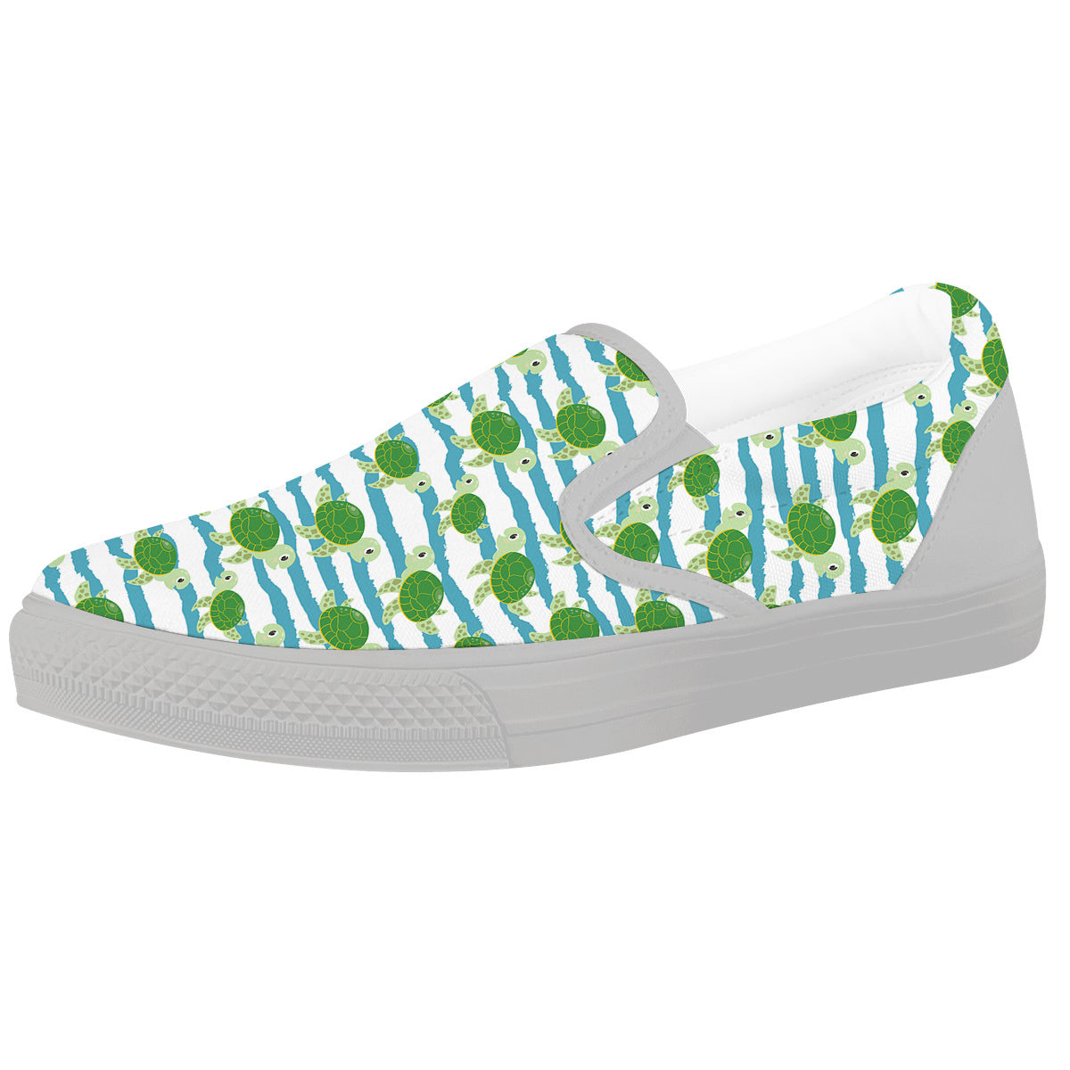 Turtle Cute Sea Print Pattern White Slip On Shoes-grizzshop