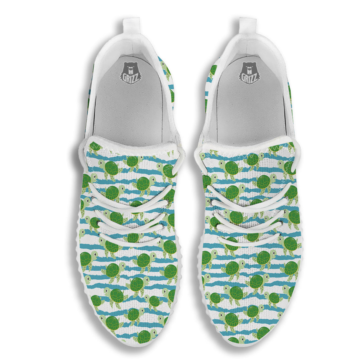 Turtle Cute Sea Print Pattern White Walking Shoes-grizzshop