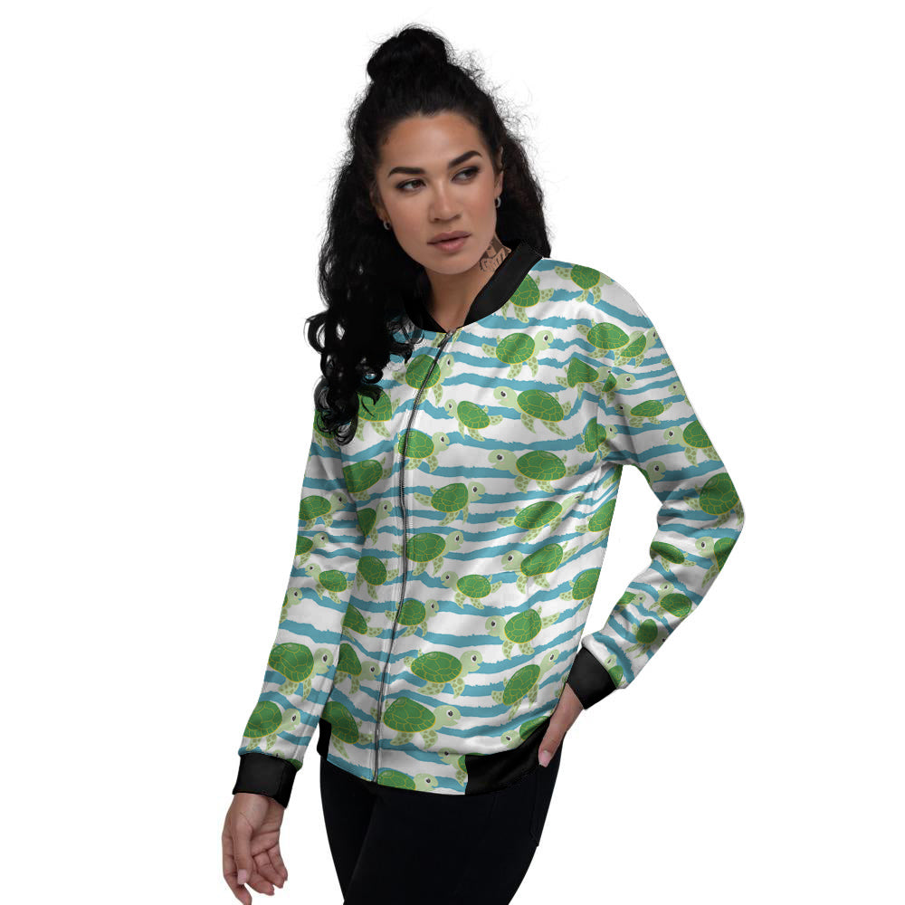 Turtle Cute Sea Print Pattern Women's Bomber Jacket-grizzshop