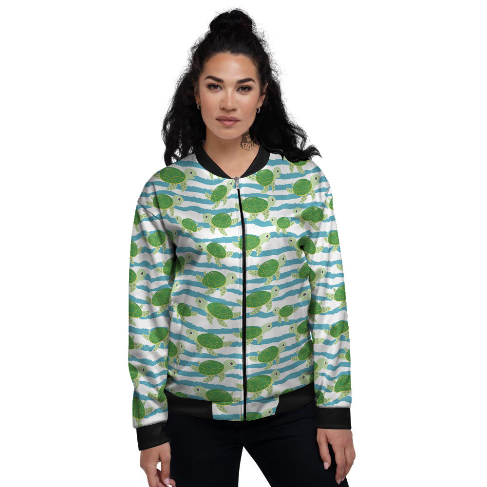 Turtle Cute Sea Print Pattern Women's Bomber Jacket-grizzshop