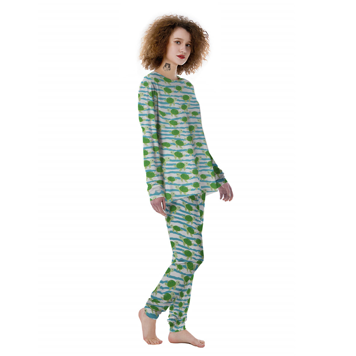 Turtle Cute Sea Print Pattern Women's Pajamas-grizzshop