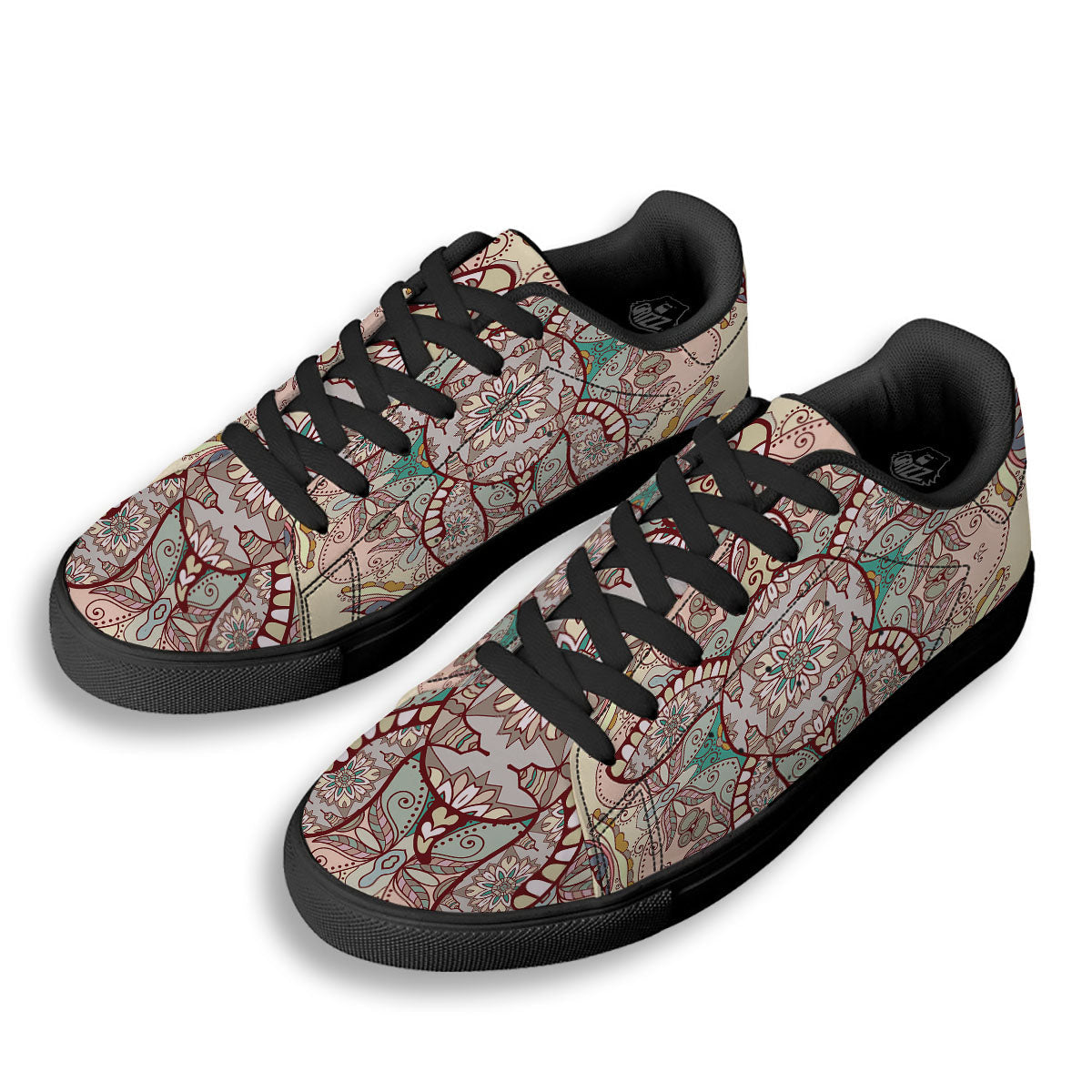 Turtle Polynesian Sea Print Black Low Top Sneakers-grizzshop