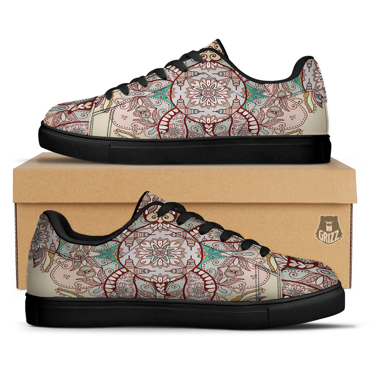 Turtle Polynesian Sea Print Black Low Top Sneakers-grizzshop