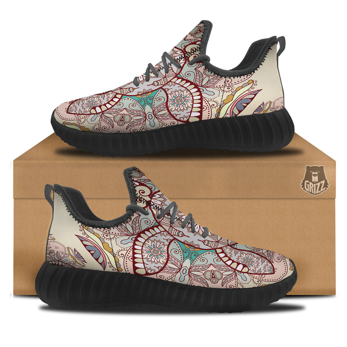 Turtle Polynesian Sea Print Black Walking Shoes-grizzshop