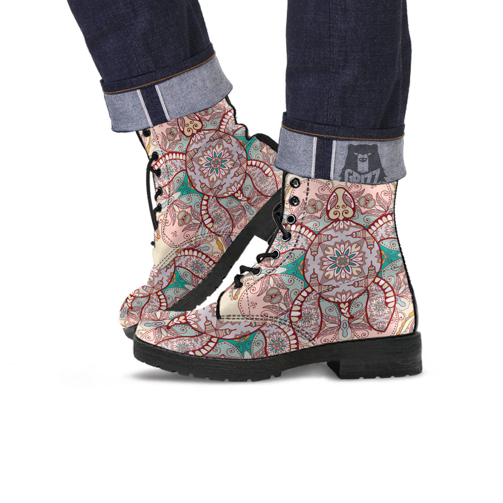 Turtle Polynesian Sea Print Leather Boots-grizzshop