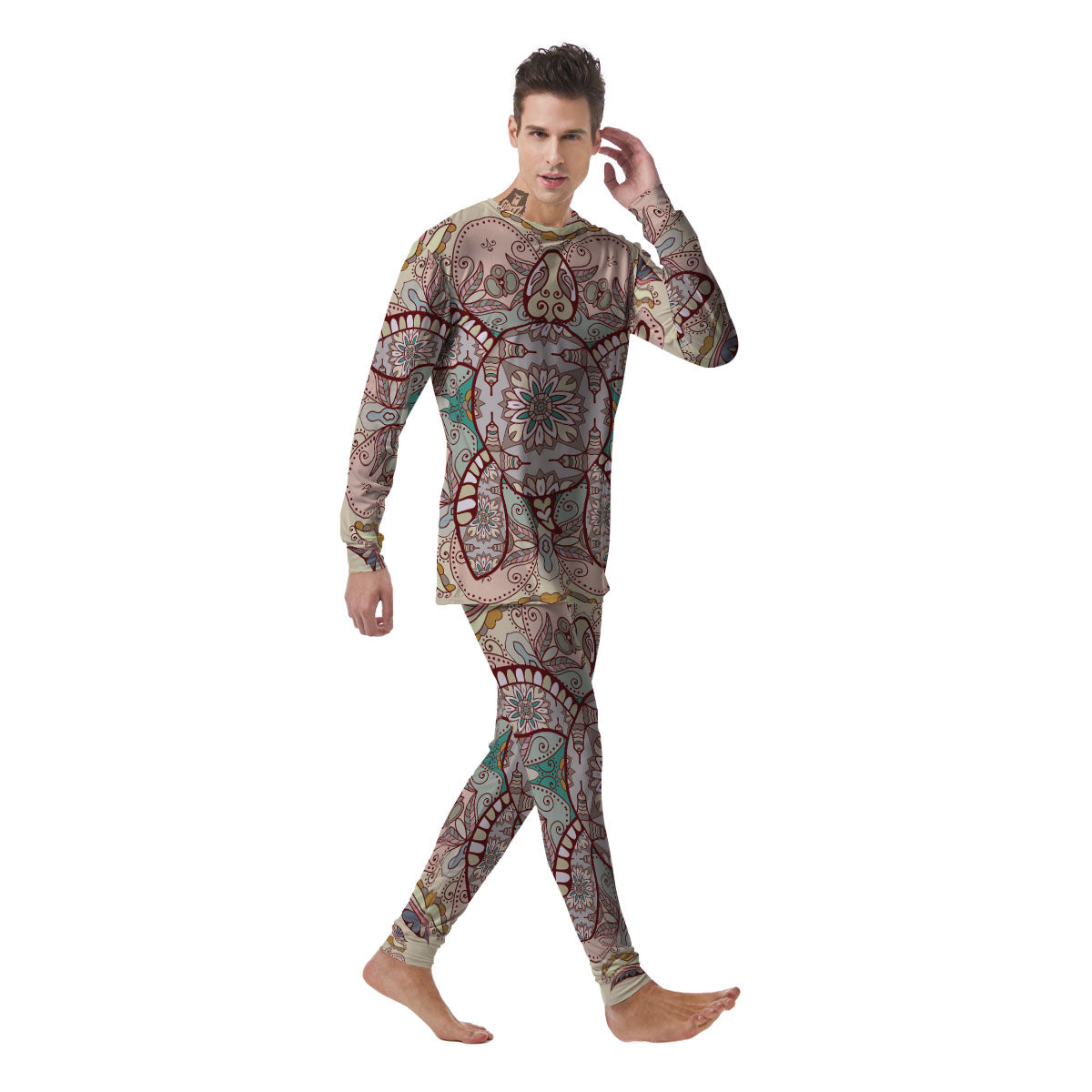 Turtle Polynesian Sea Print Men's Pajamas-grizzshop