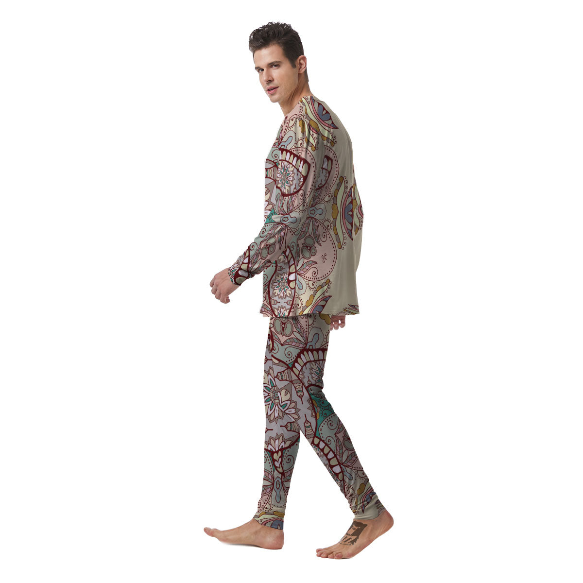 Turtle Polynesian Sea Print Men's Pajamas-grizzshop