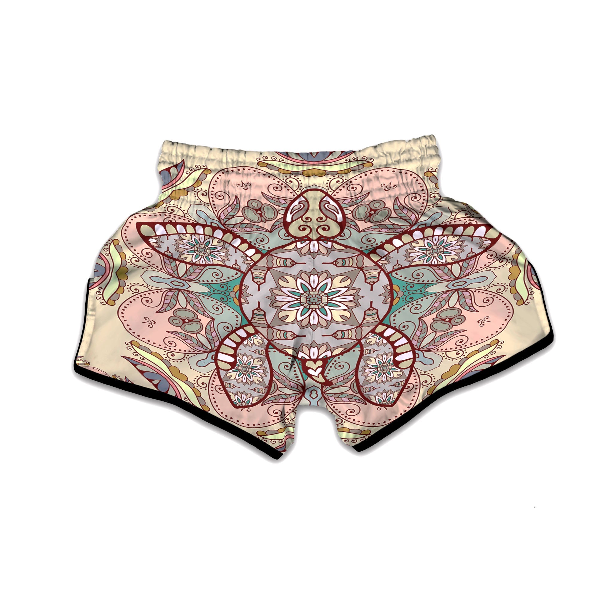 Turtle Polynesian Sea Print Muay Thai Boxing Shorts-grizzshop