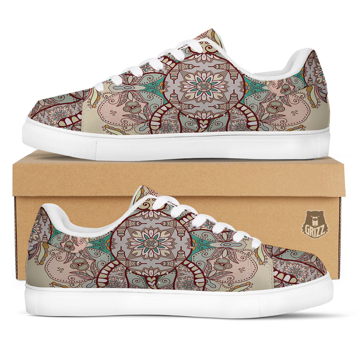 Turtle Polynesian Sea Print White Low Top Sneakers-grizzshop