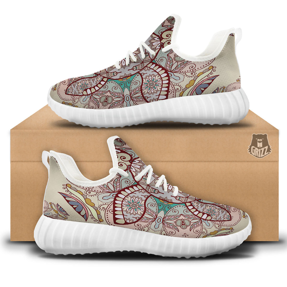Turtle Polynesian Sea Print White Walking Shoes-grizzshop