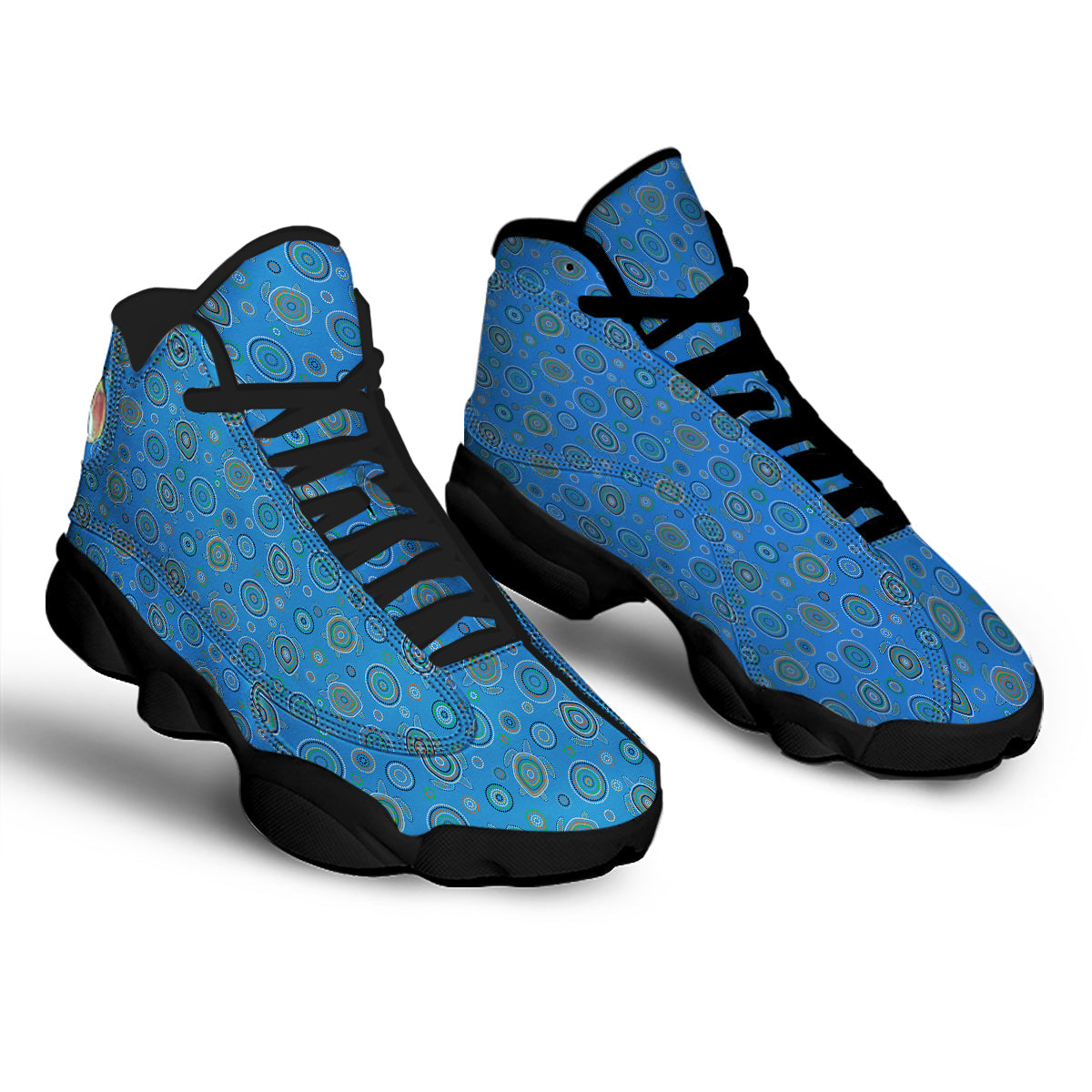 Turtle Sea Aboriginal Print Pattern Black Basketball Shoes-grizzshop