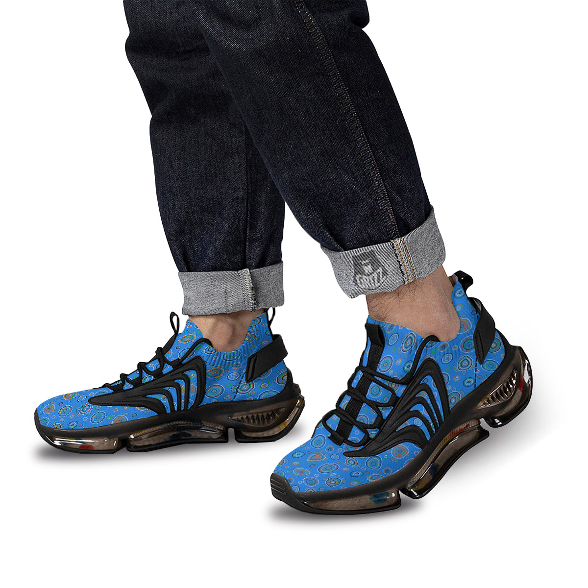 Turtle Sea Aboriginal Print Pattern Black Gym Shoes-grizzshop