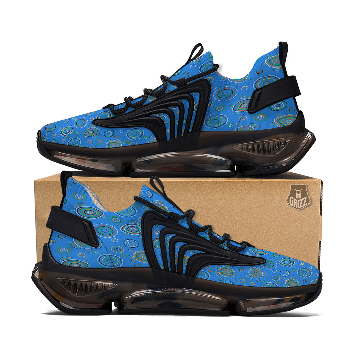 Turtle Sea Aboriginal Print Pattern Black Gym Shoes-grizzshop