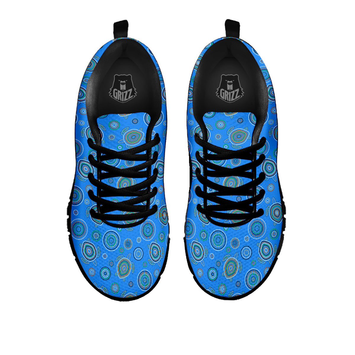 Turtle Sea Aboriginal Print Pattern Black Sneaker-grizzshop