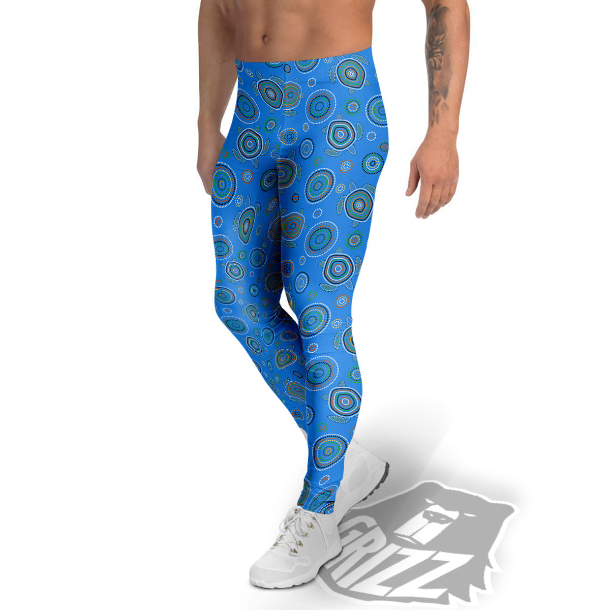 Turtle Sea Aboriginal Print Pattern Men's Leggings-grizzshop