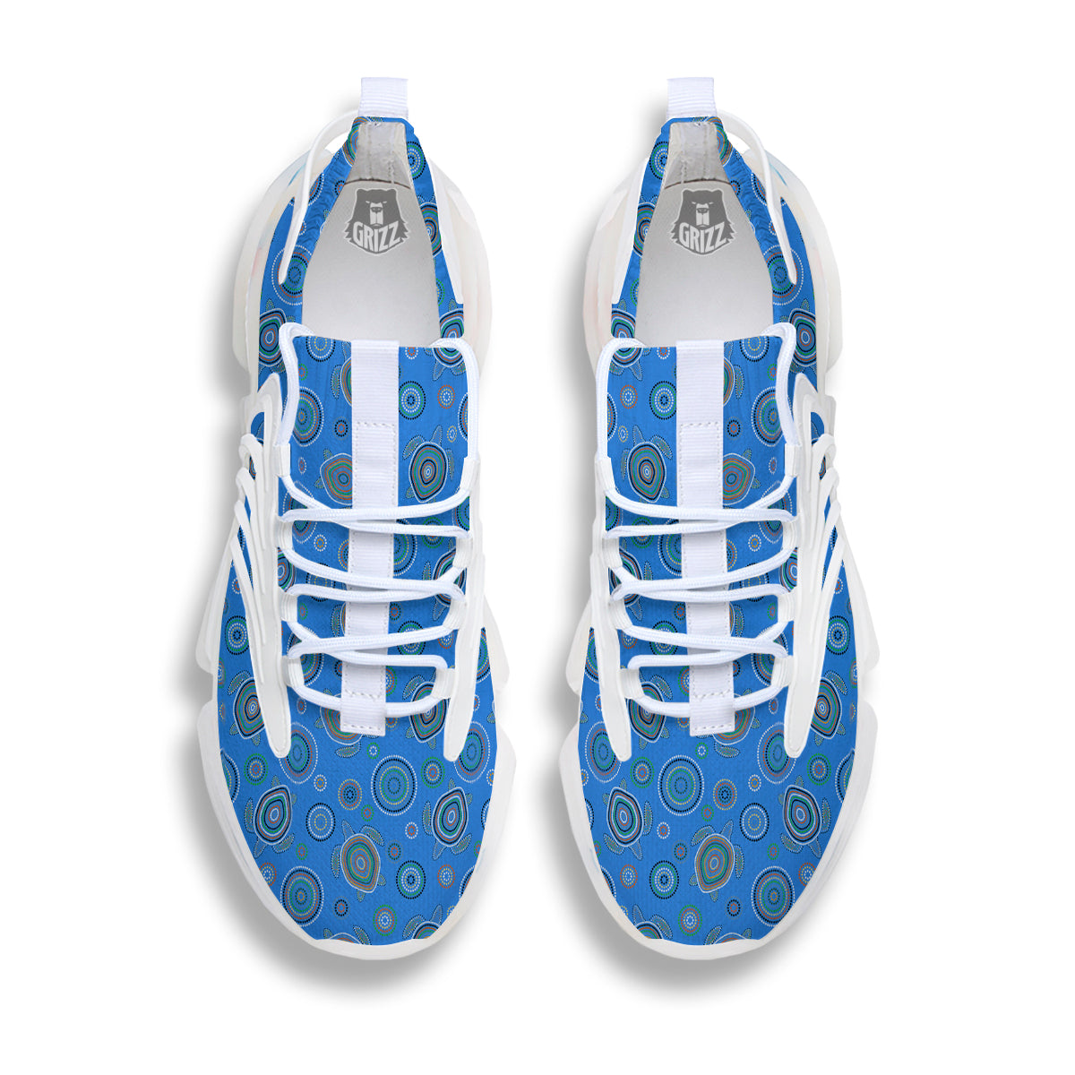 Turtle Sea Aboriginal Print Pattern White Gym Shoes-grizzshop