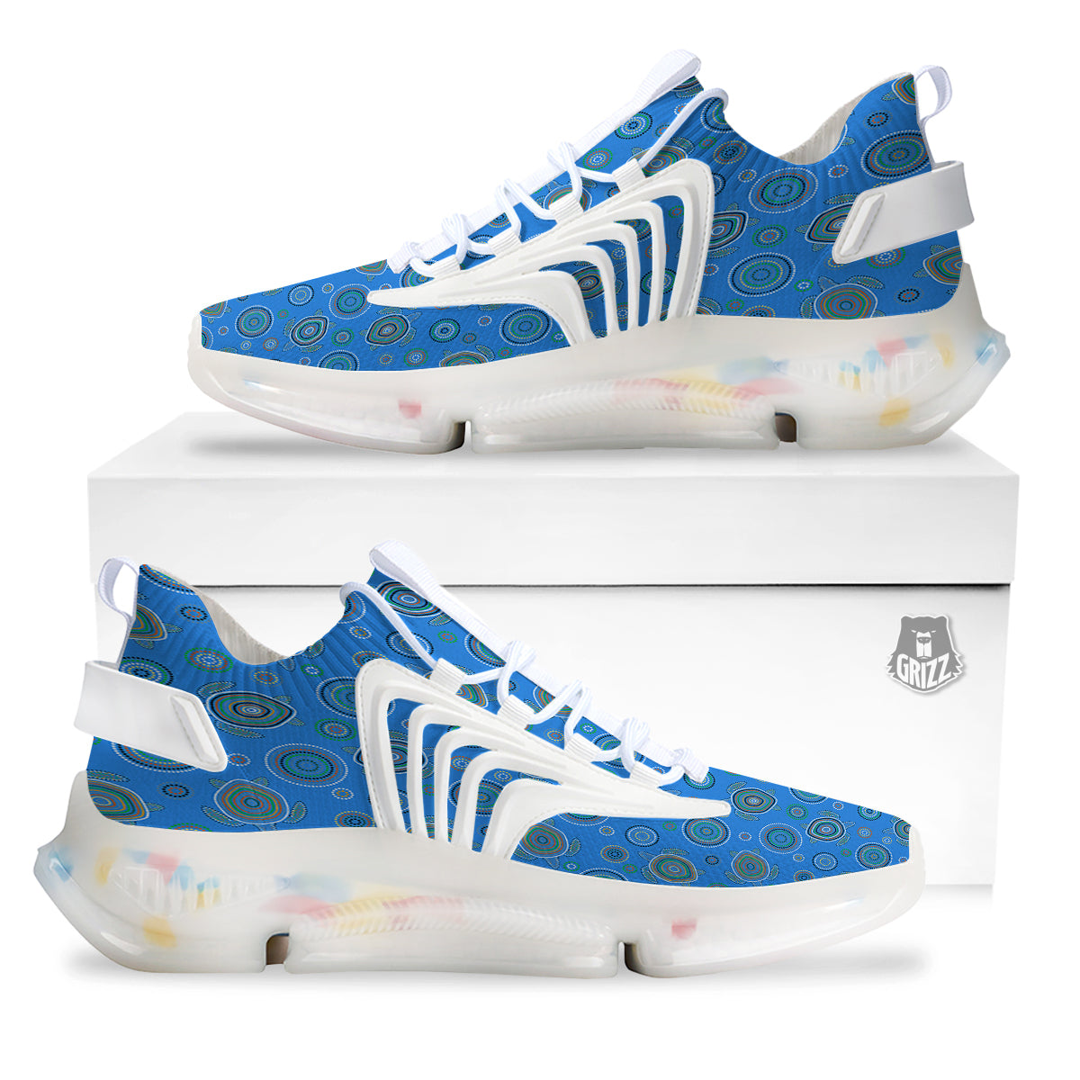 Turtle Sea Aboriginal Print Pattern White Gym Shoes-grizzshop