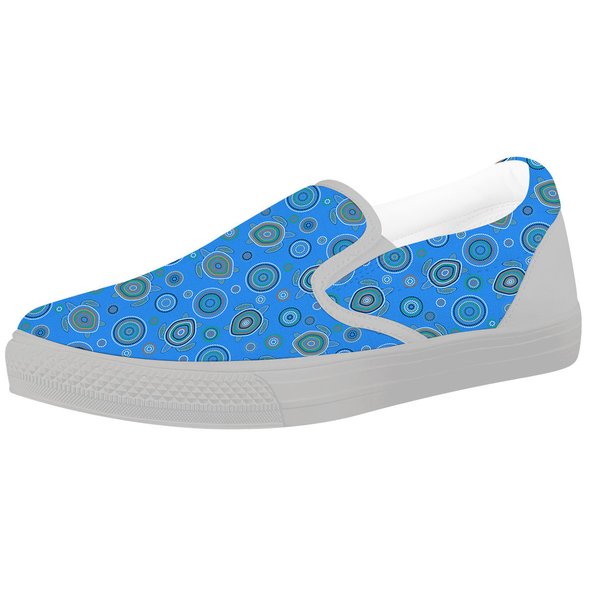 Turtle Sea Aboriginal Print Pattern White Slip On Shoes-grizzshop
