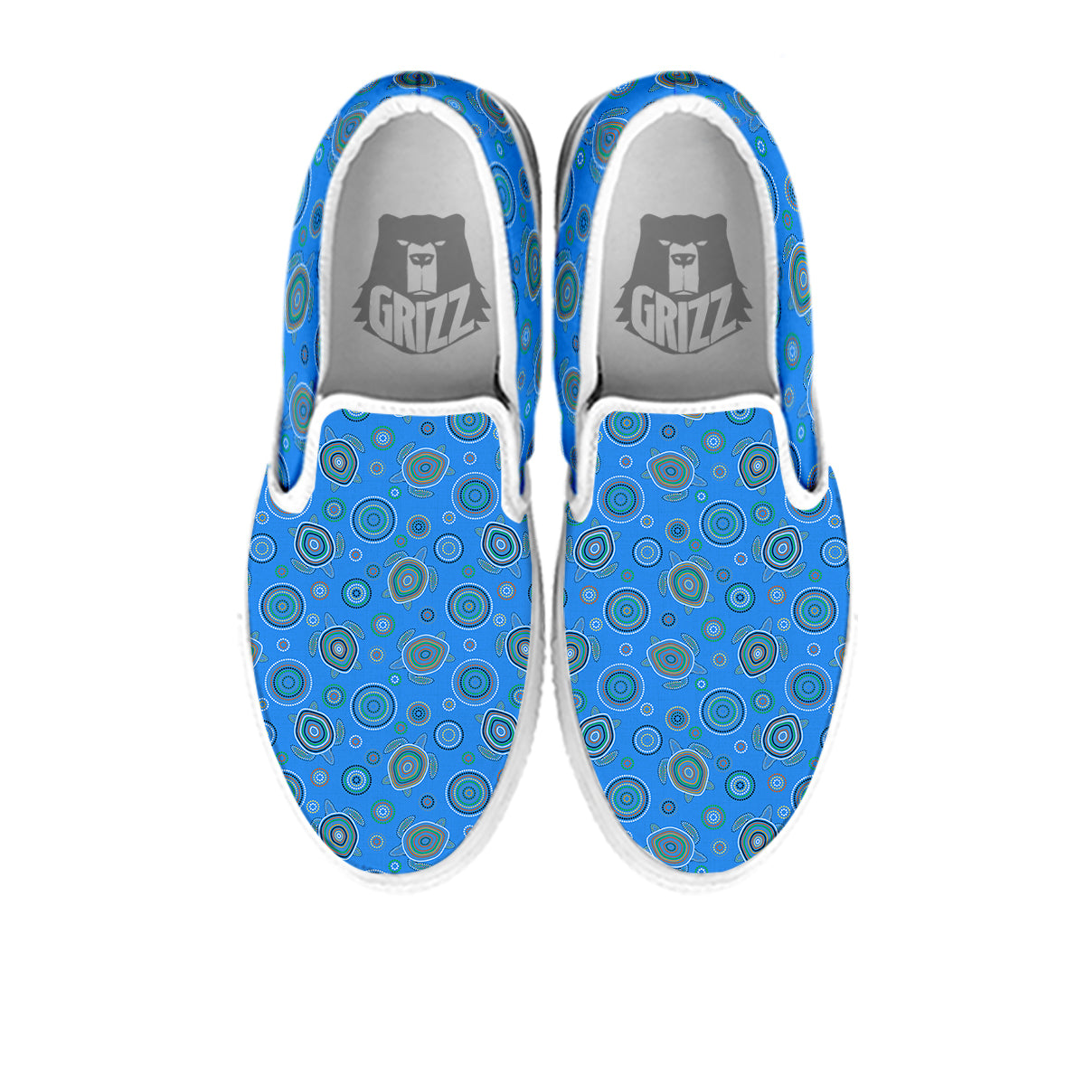 Turtle Sea Aboriginal Print Pattern White Slip On Shoes-grizzshop