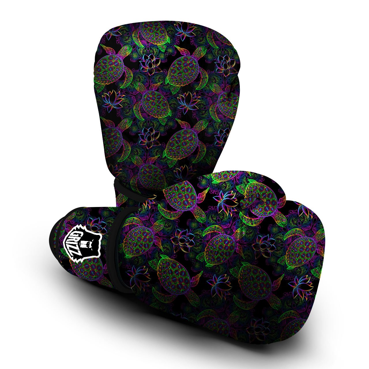 Turtle Sea Psychedelic Print Pattern Boxing Gloves-grizzshop