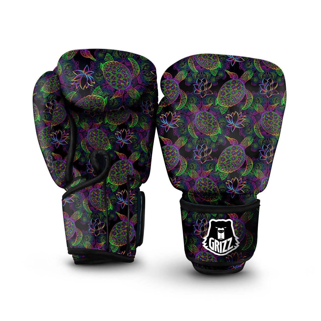 Turtle Sea Psychedelic Print Pattern Boxing Gloves-grizzshop