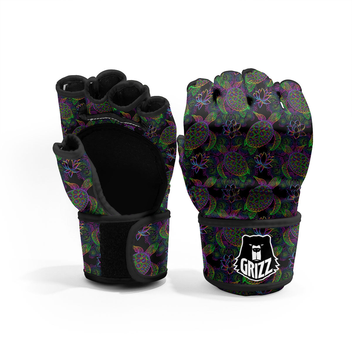 Turtle Sea Psychedelic Print Pattern MMA Gloves-grizzshop