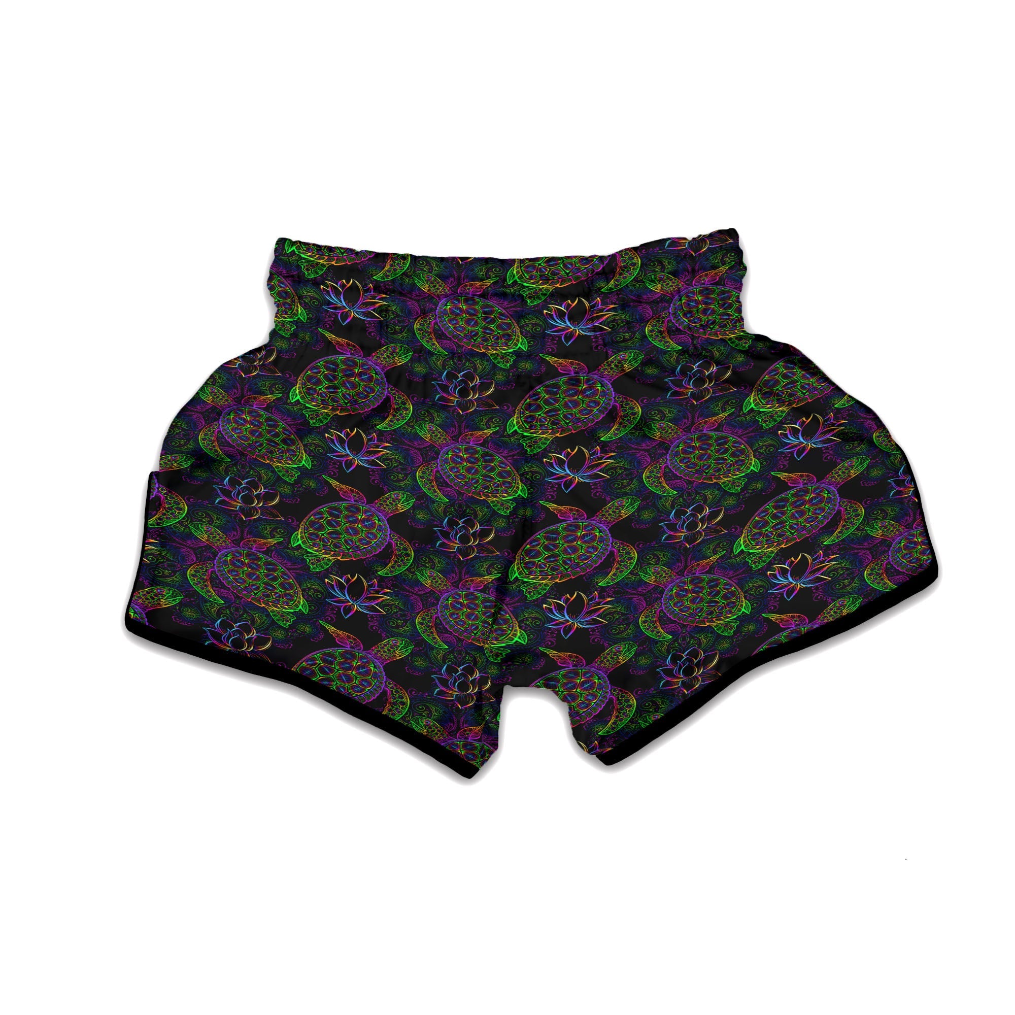Turtle Sea Psychedelic Print Pattern Muay Thai Boxing Shorts-grizzshop