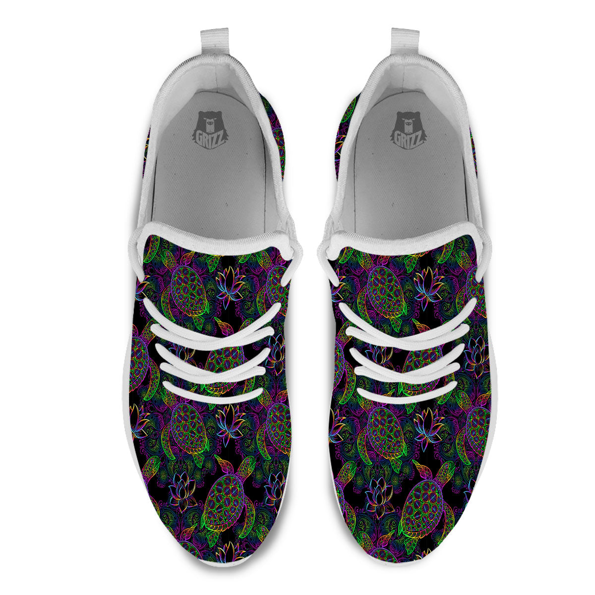 Turtle Sea Psychedelic Print Pattern White Athletic Shoes-grizzshop