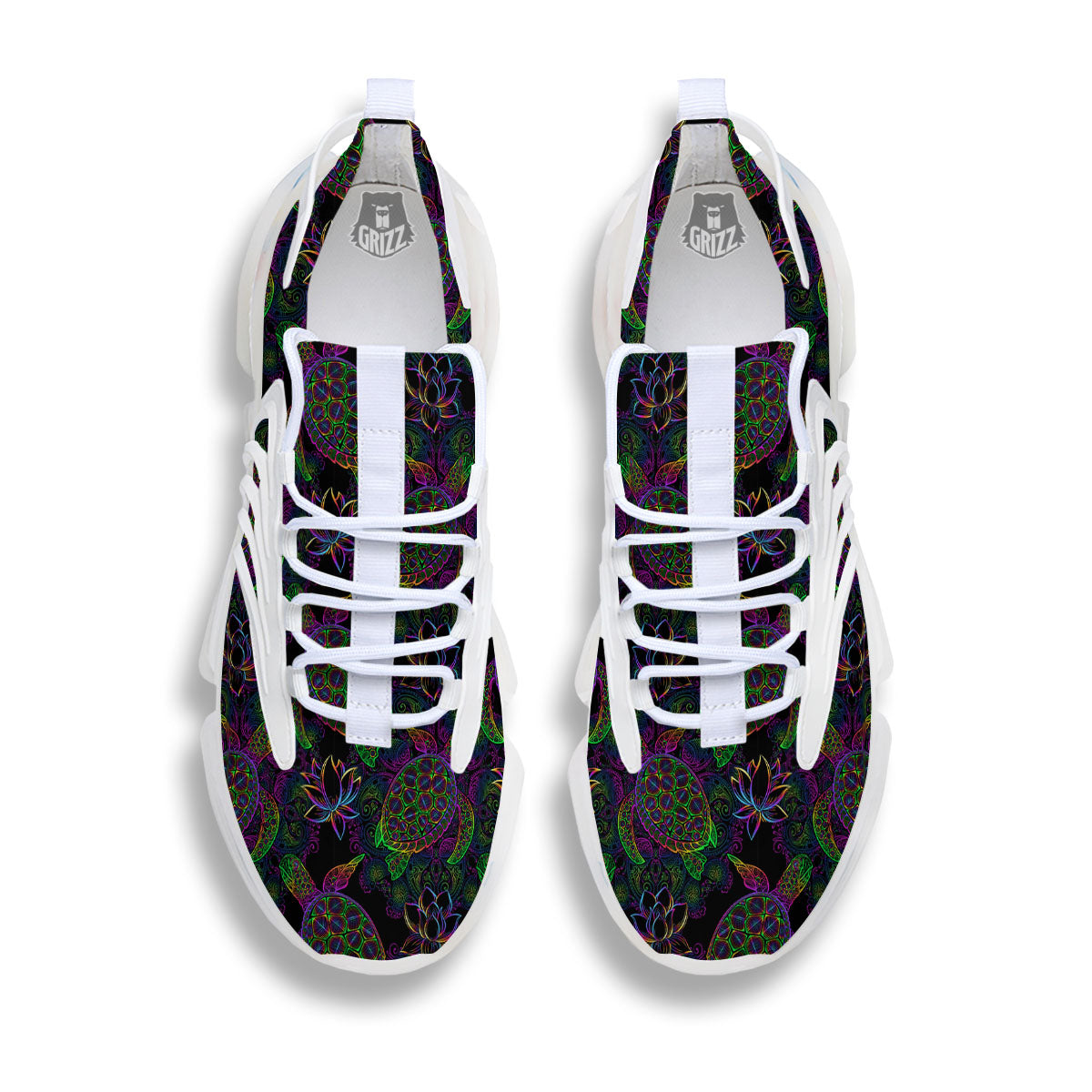 Turtle Sea Psychedelic Print Pattern White Gym Shoes-grizzshop
