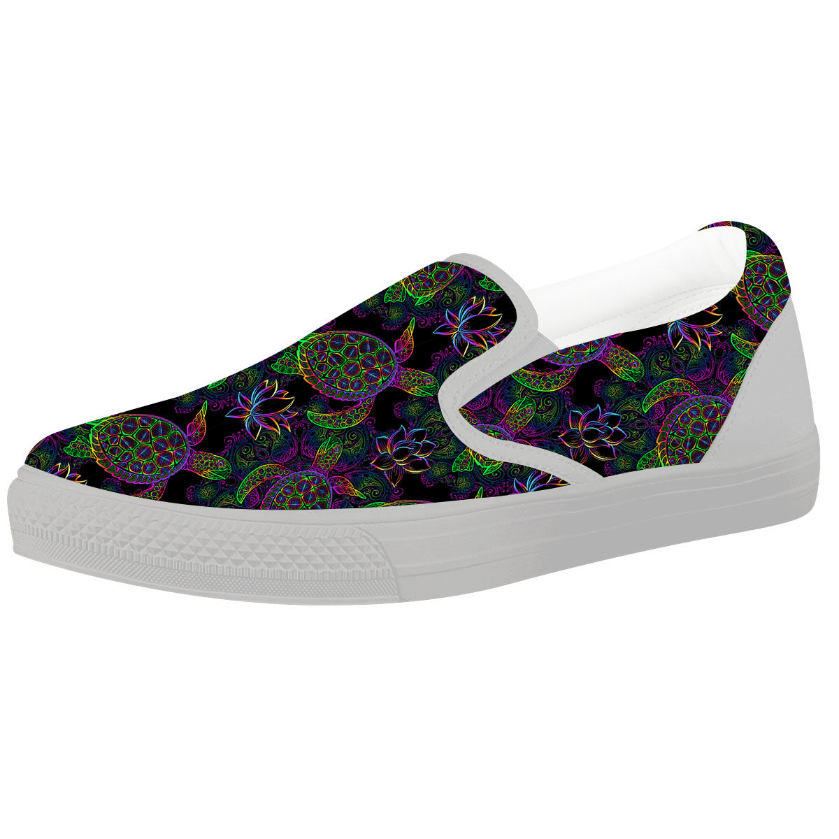 Turtle Sea Psychedelic Print Pattern White Slip On Shoes-grizzshop