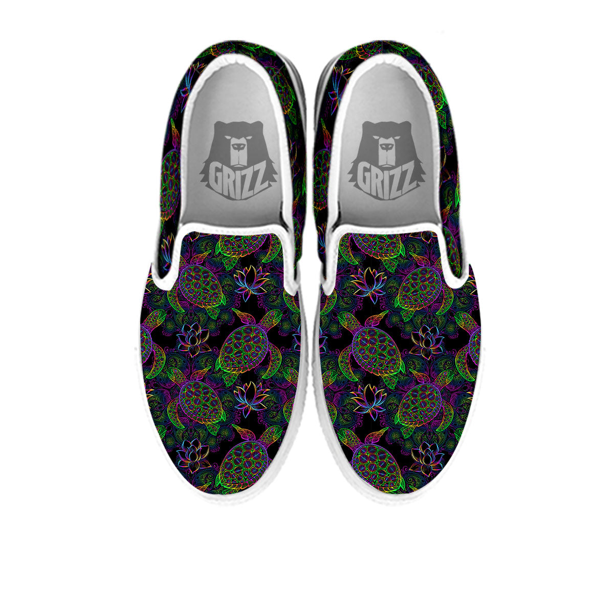 Turtle Sea Psychedelic Print Pattern White Slip On Shoes-grizzshop