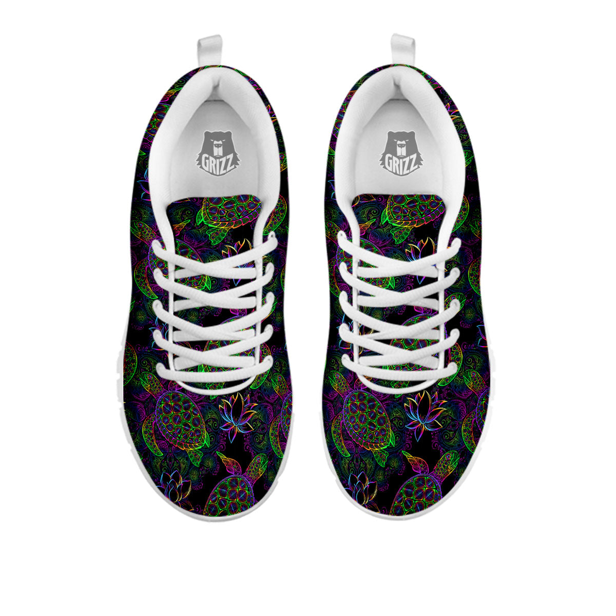 Turtle Sea Psychedelic Print Pattern White Sneaker-grizzshop