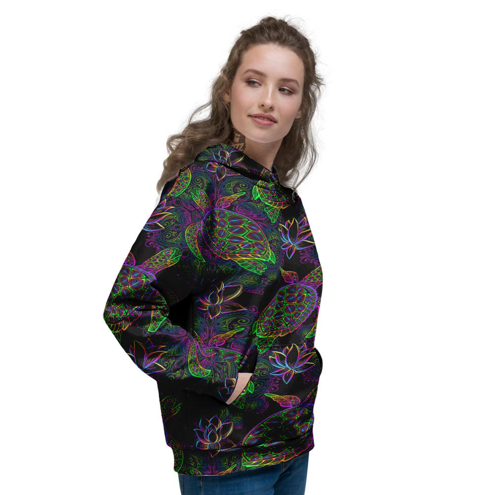 Turtle Sea Psychedelic Print Pattern Women's Hoodie-grizzshop