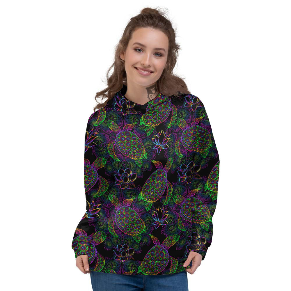 Turtle Sea Psychedelic Print Pattern Women's Hoodie-grizzshop