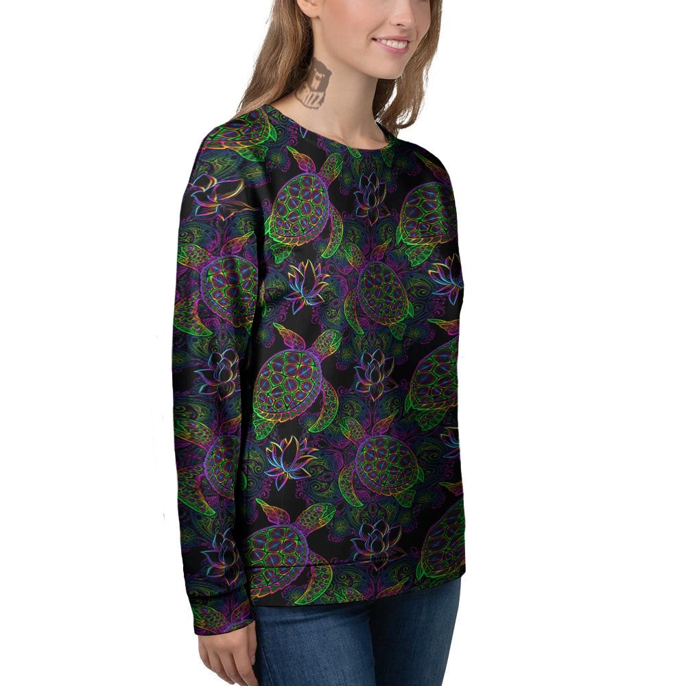 Turtle Sea Psychedelic Print Pattern Women's Sweatshirt-grizzshop