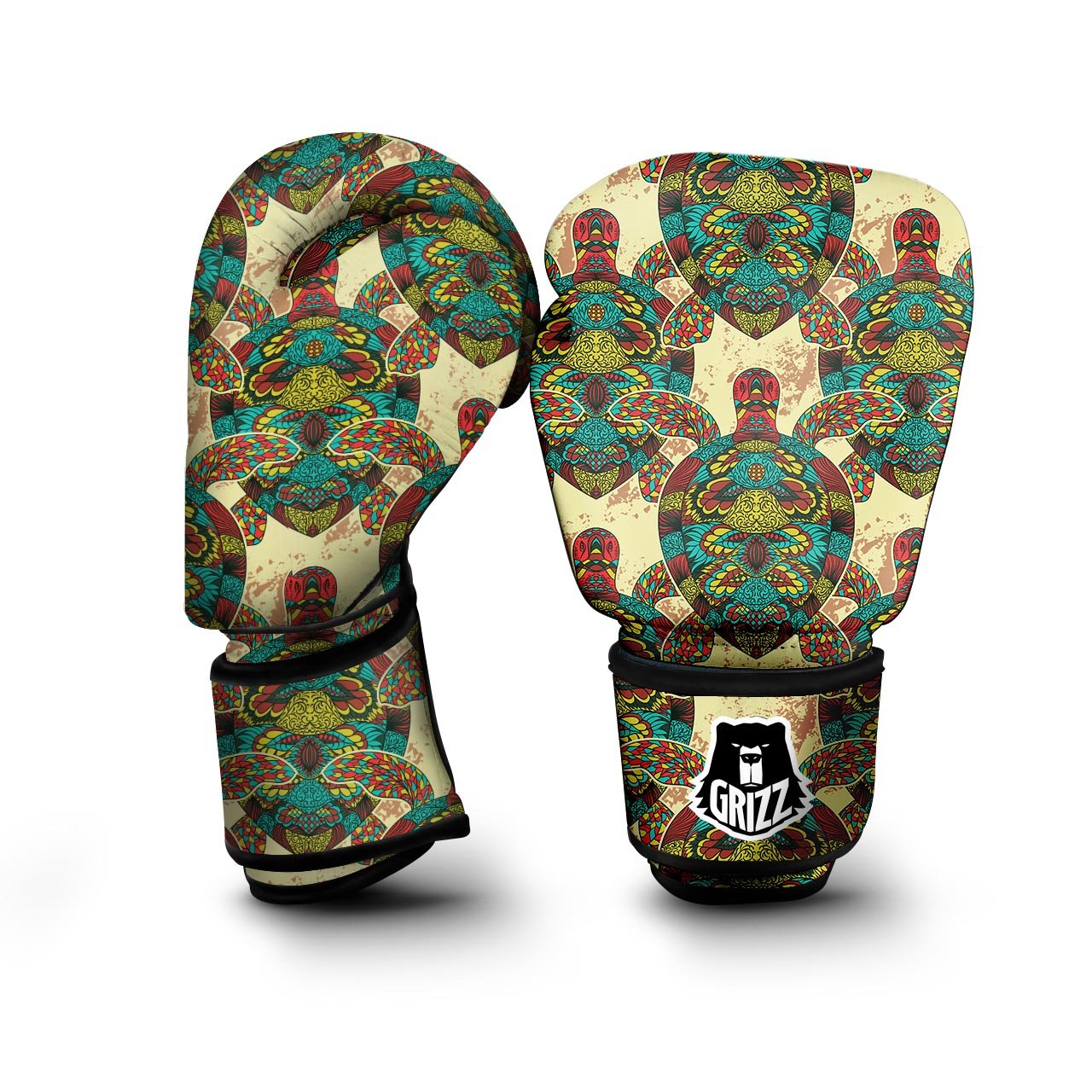 Turtle Tribal Sea Print Pattern Boxing Gloves-grizzshop