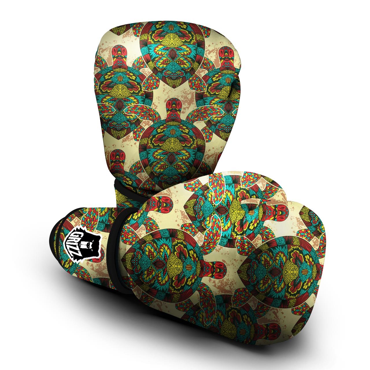 Turtle Tribal Sea Print Pattern Boxing Gloves-grizzshop