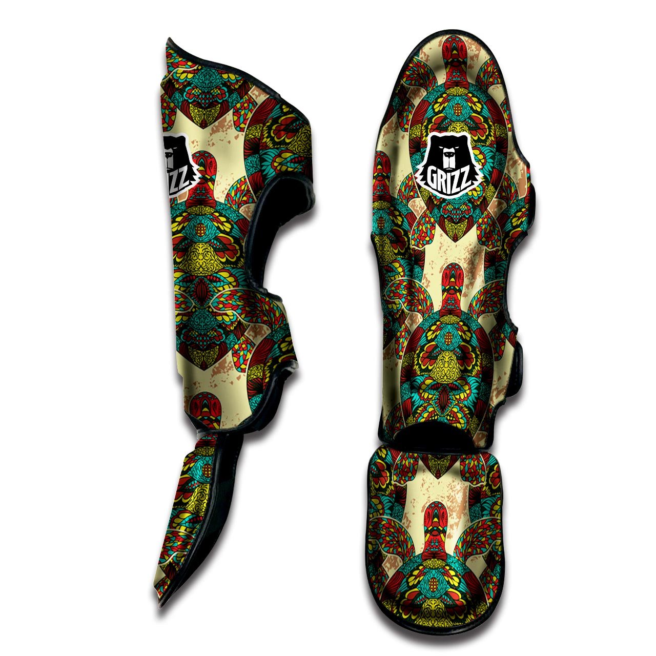 Turtle Tribal Sea Print Pattern Muay Thai Shin Guards-grizzshop