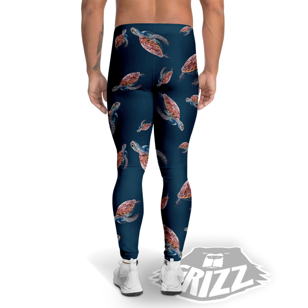 Turtle Watercolor Print Pattern Men's Leggings-grizzshop