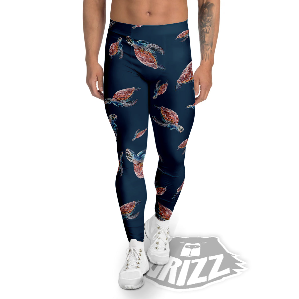 Turtle Watercolor Print Pattern Men's Leggings-grizzshop