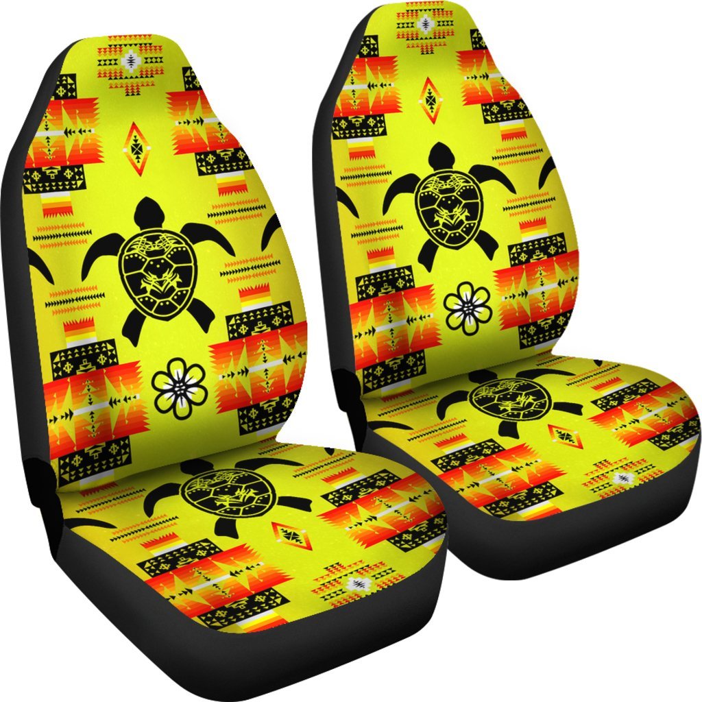 Turtle Yellow Orange Set of 2 Car Seat Covers-grizzshop