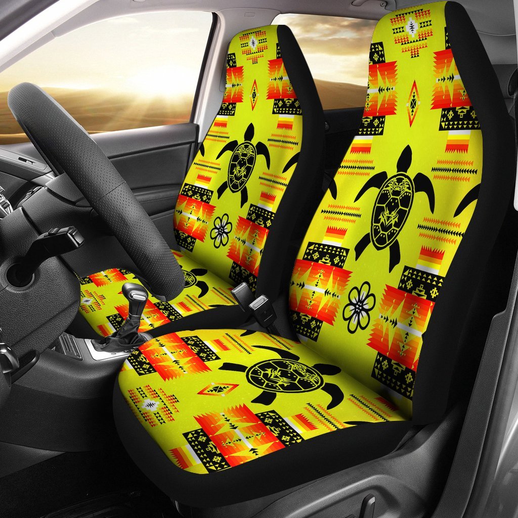 Turtle Yellow Orange Set of 2 Car Seat Covers-grizzshop