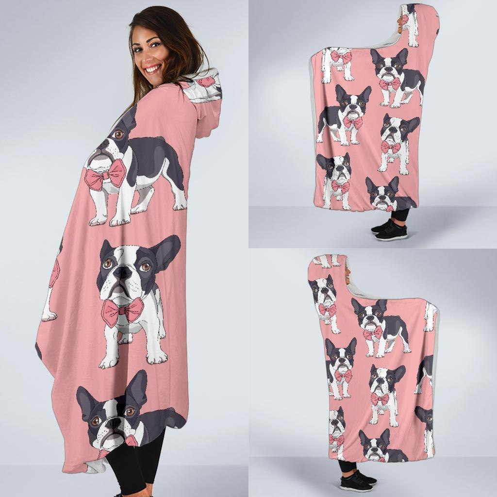 Tuxedo Bulldog Pattern Print Hooded Blanket-grizzshop