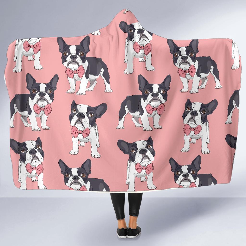 Tuxedo Bulldog Pattern Print Hooded Blanket-grizzshop